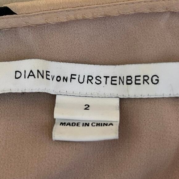 Diana Von Furstenberg Cream Black 100% Silk Colorblock Long Sleeve Blouse Top 2 - Picture 4 of 6